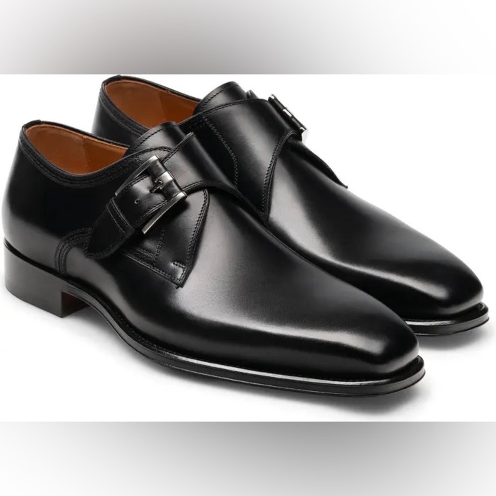Magnanni Marco II Monk Strap black leather slip on shoe Size 11.5